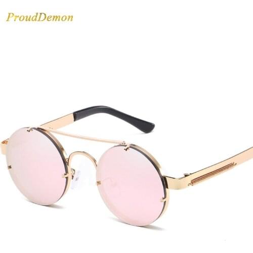 Reggaeon New Retro Round Steampunk Sunglasses Women Luxury Popular Metal Spring Sun Glasses For Men Big Mirror Lens Oculos