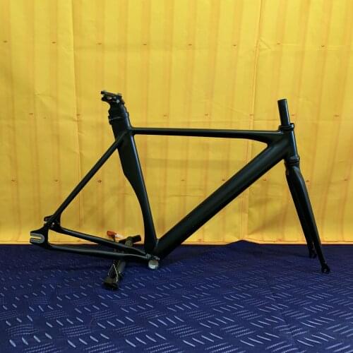 Single Speed Fixie Bike Frame 52cm Fixed Gear Bicycle Frameset Aluminum Alloy Fork Matte Black Headset 25.4mm BB 68mm Cycling
