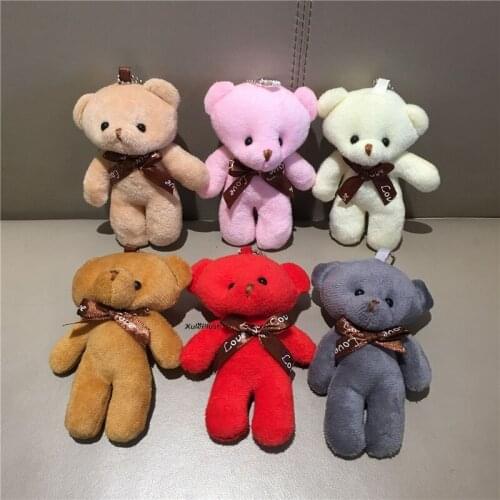 50PCS Wholesale 9CM Wedding Bear Plush Stuffed TOY ; Key Chain Pendant Party Gift Small Animal Doll