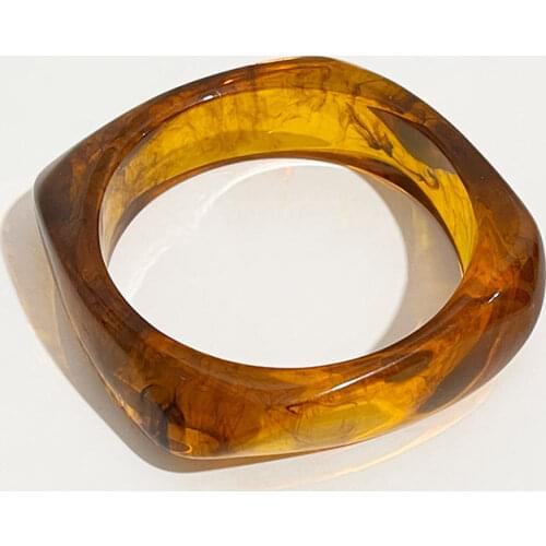 PerisBox Vintage Geometrical Round Transparant Thick Bracelet For Women Minimalist Irregular Acrylic Resin Bracelets Jewelry