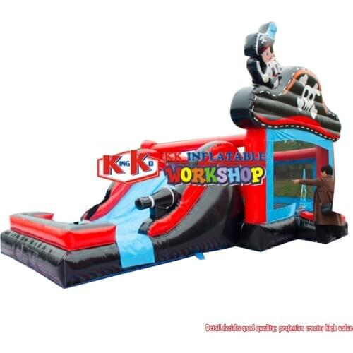 Pirate Inflatable Jumper with Wet Slide Bounce House with Water Slide Combo