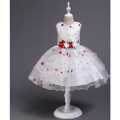 Baby Girls Dress Casual Girl Party Dress For Birthday Wedding Kids Dresses For 2 to 10 years Girls Clothes Summer Red White