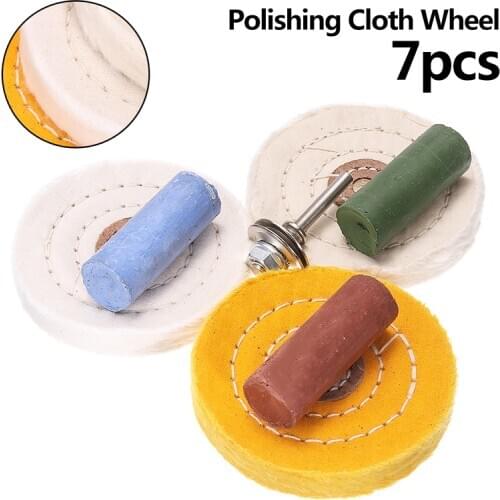 7pcs/set Jewelry Mirror Polishing Wheel Tool Buffing Cloth Wheel and Compound Polish Kit for Drill Cleaning Abrasive Tools
