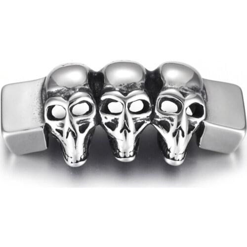Stainless Steel Connector Skull Charms Polished 12x6mm Hole Link Bracelet Component DIY Accessories Jewelry Making