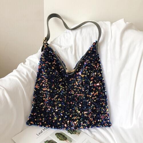 Luxury Sequins Shoulder Bags Women Designer Handbags Fashion Shiny Large Capacity Tote Messenger Bag Lady Big Purses Shopper Bag