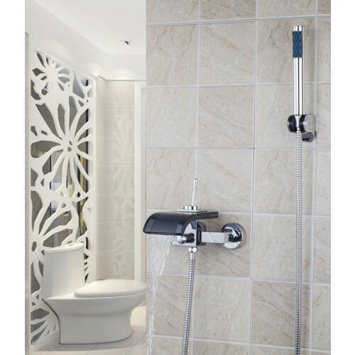 HELLO Luxury Tub Shower Set Floor Mounted with Handshower Bathroom Basin Sink Brass Bathtub Torneira Tap Chrome Mixer Faucet