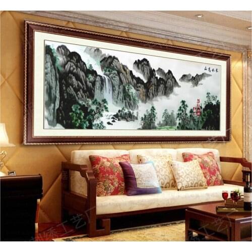 Mural pure silk embroidery landscape painting living room study office tea restaurant interior decoration painting gift SP0105