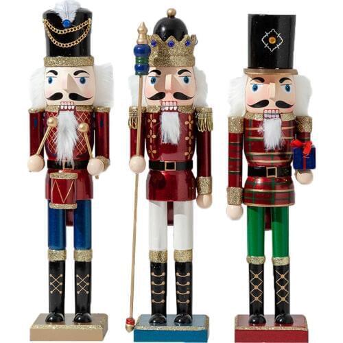 38CM/50CM Christmas Wooden Nutcracker Doll Soldier Handcraft Puppet Childrens Room Decoration Ornaments New Year Home Decor
