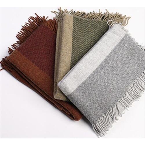 Large size wool cashmere blend women fashion patchwork thin scarfs shawl pashmina 100x200cm green 3color