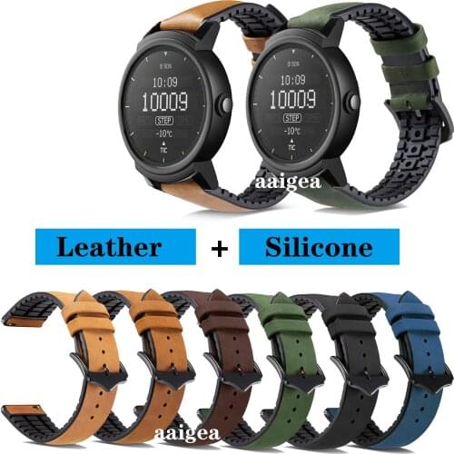 20mm 22mm Genuine Leather Silicone Watch Strap Band for Ticwatch 2/Ticwatch E for Huami Garmin Samsung Huawei Wristband