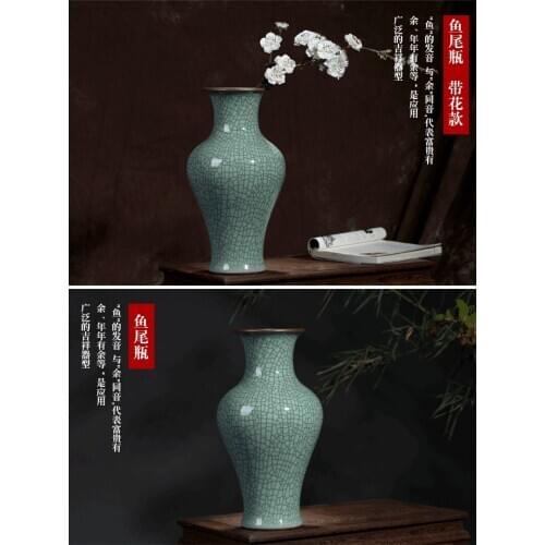 Antique Jun Kiln porcelain vase,Cracked ice texture glazed bottle,Hand-painted crafts,Collection&Adornment,#07,Free shipping