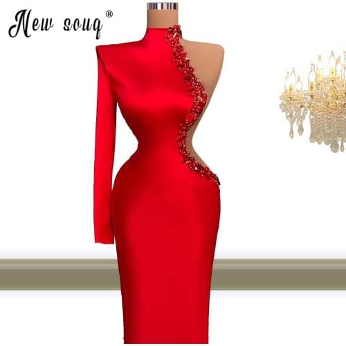 Sexy Mermaid Crystals Evening Dresses 2021 New Red Prom Gown Bridal Dress African Robe Soiree vestido de festa Longue Ro