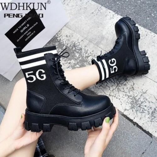 New Shoes Breathable Femal Womens Ladies Chunky Wedge Platform Black Patent Leather Ankle Boots Punk Goth New Arrival
