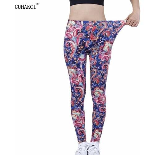 CUHAKCI New Arrival Women Leggings Fashion Floral Print High Waist Soft Fitness Elastic Leggins High Quality Sportwear