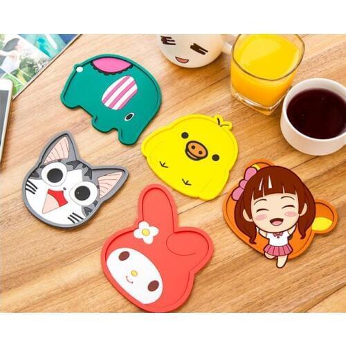 1PC Silicone Insulation Pad Cartoon Felt Antiskid Mat Cup Table Mat Bowl Cup Pads Mat Drink Coaster Placemat ENX 024