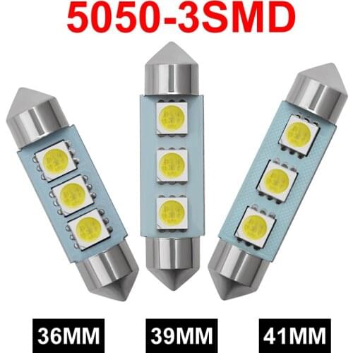 1Pcs Festoon C5W 36mm 39mm 41mm 3SMD 5050 LED Festoon Dome Map Light Bulb For Car License Plate Light Interior Door Lamp Bulb