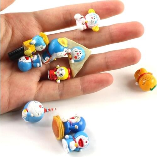 10pcs/lot Anime Cartoon Doraemon Lantern Skating Table Tennis PVC Action Figure Toy Mini Model Doll Gifts for Children
