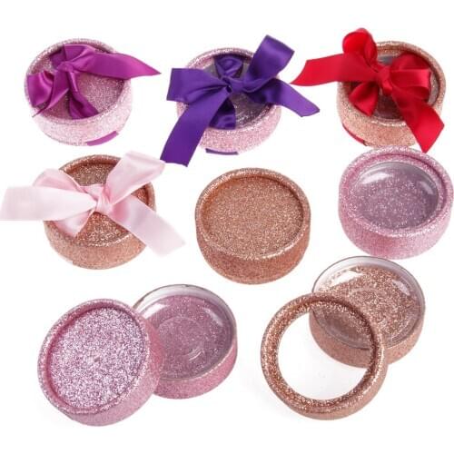 100pcs wholesale false eyelash packaging box customized private logo label faux cils fake 3D mink lashes box glitter round case