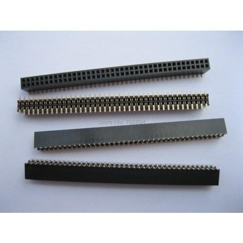 100 pcs Gold Plated SMD SMT Pitch 1.27mm Breakable Female Pin Header 2x40 80pin Double Row Strip H=4.3mm