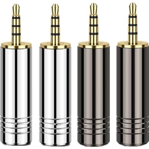 2pcs Jack 2.5 Headphone Plug Gold 4 Pole Stereo Copper Audio Adapter Bright Shell Earphone Wire Connector DIY Balance Plug Hifi