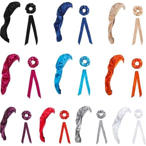 3Pcs Women Elastic Bonnet Hair Styling Cap Solid Satin Cap Long Hair Care Headscarf Night Sleep Hat Set