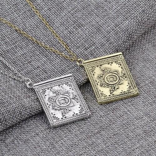 Free Shipping 12pcs/lot Euro-American Vintage Book Shaped Pendant Necklace Vintage Antique Silver/Bronze Necklace For Women&Men