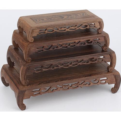 Retro Wooden Base Shelf of Fish Tank Flower Vase Bonsai Stand Artical Decor Pedestal Square Crafts Teapot Bases Natural Redwood