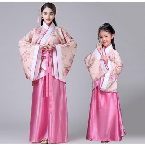 Hanfu Children 2020 Chinese Costume Kids Flower Girl Dresses Traditonal Stage Wear Women Dance Costume Adult Fairy Dress