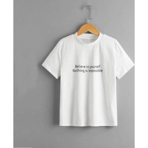 Street Style Believe in Yourself Nothing Is Impossible Kids Summer Loose Short Sleeved T Shirt 1-10 Year Children Tees Tops