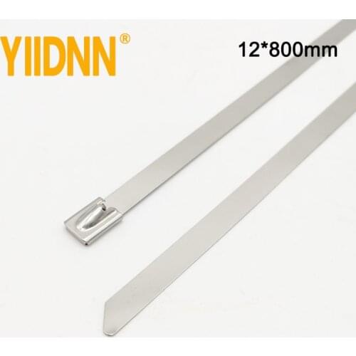 Stainless Steel Cable Ties 12*800mm Self-Locking Cable Zip Tie Multi-Purpose Metal Exhaust Wrap Locking 100Pcs Ties