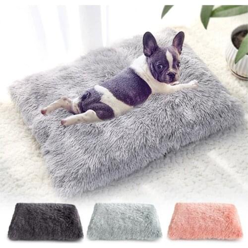 Long Plush Dog Bed Pet Cushion Blanket Soft Fleece Cat Cushion Puppy Chihuahua Sofa Mat Pad For Small Large Dogs