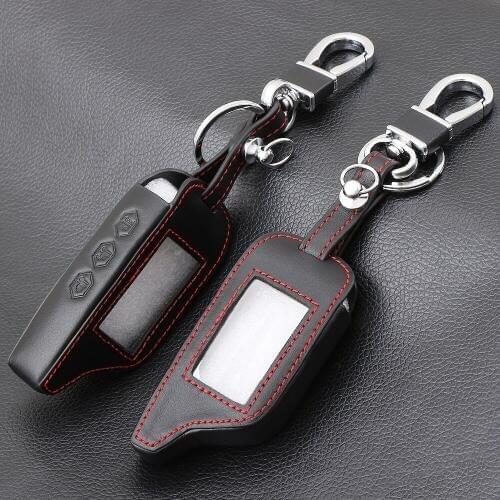 3 Buttons Leather Car-Styling Key Cover Case For Starline B9 B6 A91 A61 Twage Two Way Car Alarm System keychain