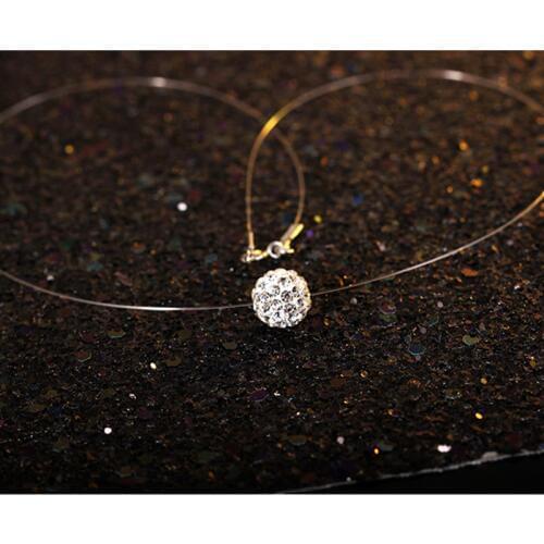 2019 hot Fashion Invisible Transparent Fishing Line Necklace Rhinestone Pendant Zircon Neck Lace Women Jewelry