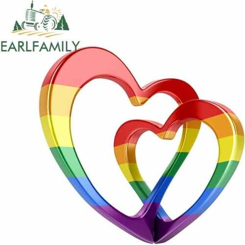 EARLFAMILY 13cm x 12.5cm for Gay Pride Heart Love LGBT Sign Car Stickers Vinyl JDM Bumper Trunk Truck Graphics Windshield Bumper