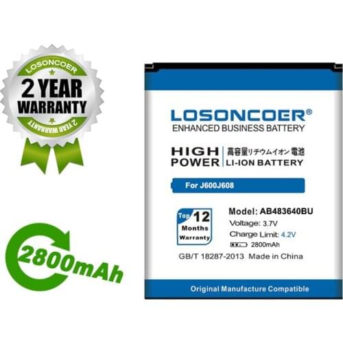 LOSONCOER Battery 2800mAh AB483640BU For Samsung SL-M608 J600 J608 B3210 C3050 E740 E748 F110 F118 F619 G618 J218 Battery