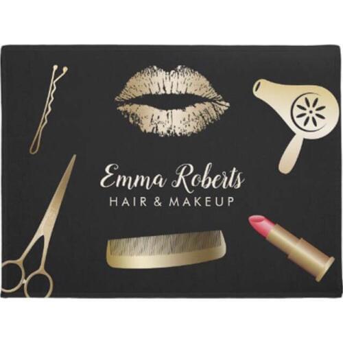 Makeup Artist Hair Salon Black & Gold Welcome Doormat Home Decoration Entry Non-slip Door Mat Rubber Washable Floor