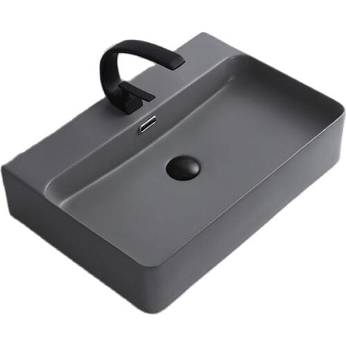 Bathroom Matte Gray Above Counter Wash Basin Household Ceramic Washbasin Art Basin Bathroom Wall-hung Sinks Shampoo Sinks