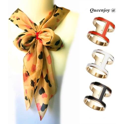 Fashion Women Top Quality Brass Letters H Colored Enamel Brooches /Shawl Scarves accessories/Scarf Buckle Ring Clips Wholesale