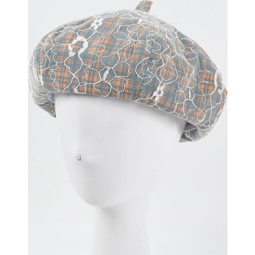 Fibonacci Fashion Lace Beret Hats For Women New Female Berets Summer Girls Cute Black Pumpkin Hat Vintage Sweet Painter Hat