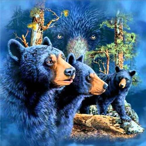 Mosaic home decoration animal black bear forest diy diamond painting cross stitch kit rhinestone full round diamond embroidery 0