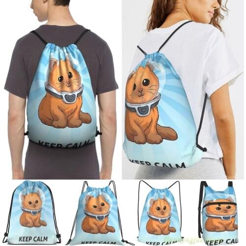 Subnautica Keep Calm Kitty Men Outdoor Travel Gym Bag Waterproof Drawstring Backpack Women Fitness Swimming Bag
