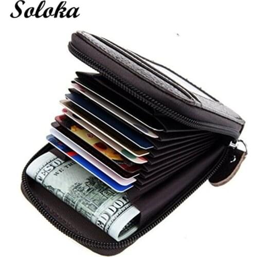 Men Vintage Leather Wallet Zipper Bag Money Pouch Pocket Coin Purse Credit Card Holder Business Men Card Holder RFID Purses