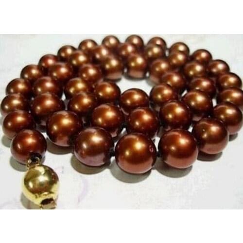 New Pretty 10mm Chocolate shell Pearl Necklace 18" AAA