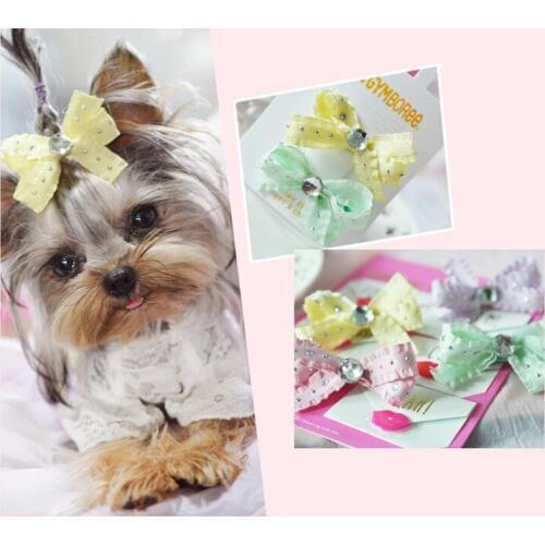 New Dog hair accessories acrylic diamond butterfly hairpin clip BB pet duck korean wholesale pet products 20pcs