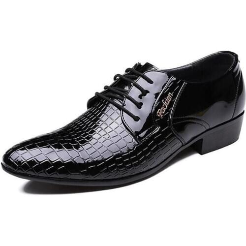 Mazefeng Mens Crocodile Dress Leather Shoes Lace-Up Wedding Party Shoes Mens Business Office Oxfords Flats Pls Size Men Fashion