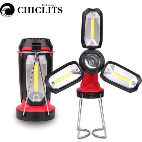 Portable LED Rechargeable Work light USB COB LED Flashlight Camping light Multifunction Emergency Lantern lights Table lamp
