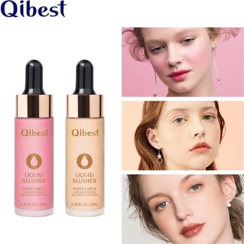 Qibest liquid blusher maquiagem 6 colors face bronzer pink beans cream waterproof long lasting matte blusher gel QB054