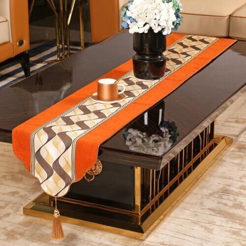 American Light Luxury Table Runners High-grade Rectangular Table Cloth Orange Nordic Table Covers Home Hotel Shoe Cabinet Cover