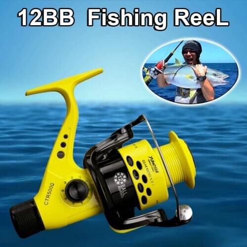 12BB Fishing Reel CTR2000-7000 5.5: 1 Foldable Arm Rocker Spinning Reel Lightweight Rear Drag Spool Fish Spinning Wheels