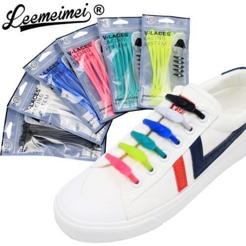 Silicone Shoelaces Round Creative Elastic No Tie Shoelaces for Kids Adult Unisex Running Sneaker 14pcs/lot for Drop shipping